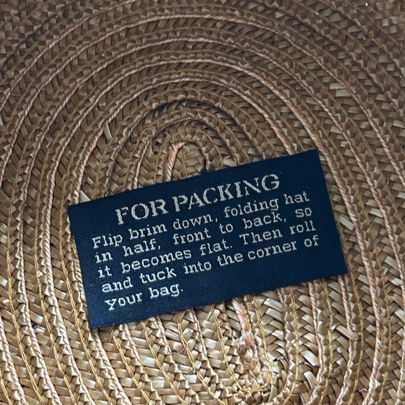 Eric Javitz Straw Packable Sun Hat Woven with Black Bow Band - Picture 3 of 10